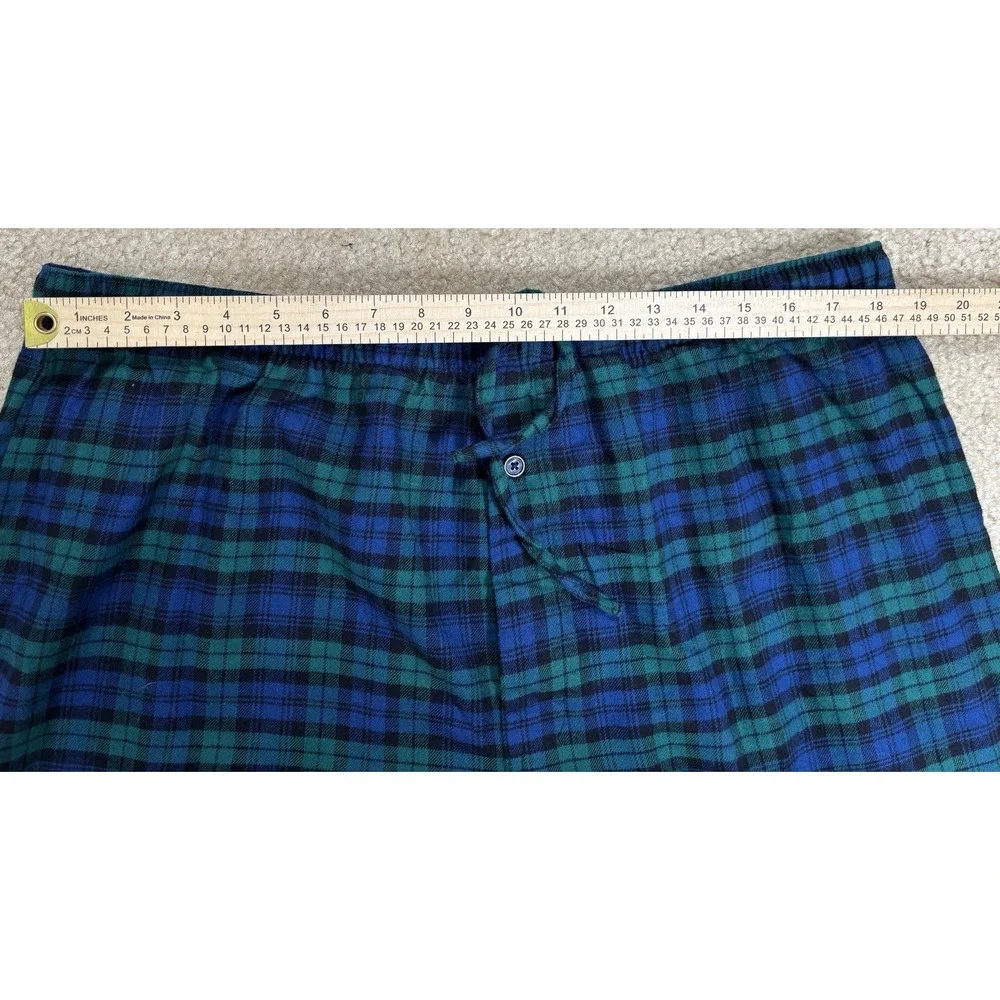 St. John's Bay Men's Flannel Pajama Set Green /Blue Plaid XL
